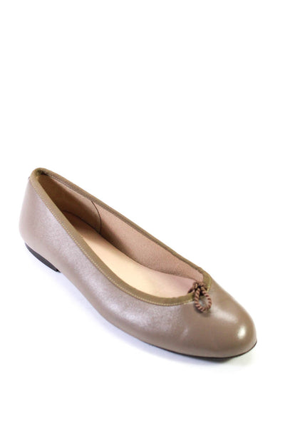 FS/NY Womens Leather Twisted Tied Round Toe Slip-On Flats Brown Size 7.5