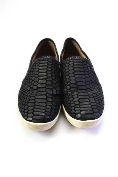 Joie Womens Leather Snakeskin Print Slip On Flat Sneakers Black Size 7