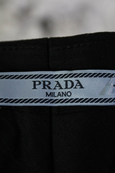 Prada Womens Side Striped Pleated Front Mid-Rise Capri Trousers Black Size 44