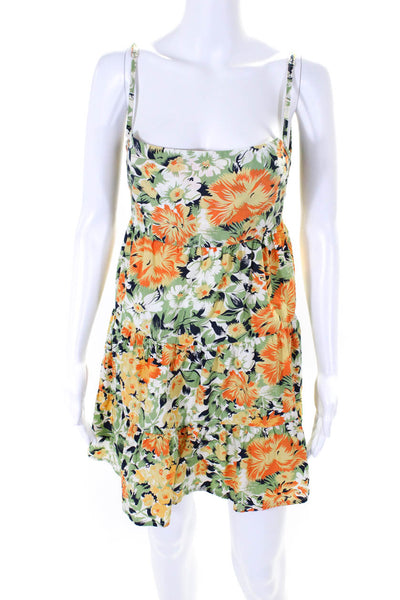 Faithfull The Brand Womens Cotton Floral Print Cut-Out Dress Green Size 4