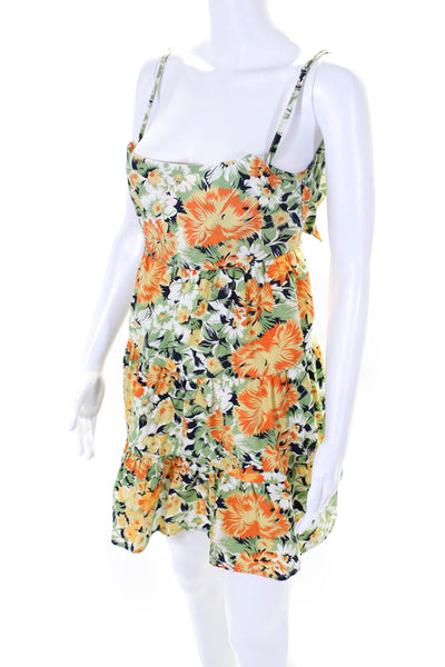 Faithfull The Brand Womens Cotton Floral Print Cut-Out Dress Green Size 4