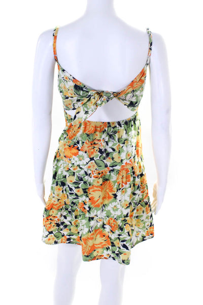 Faithfull The Brand Womens Cotton Floral Print Cut-Out Dress Green Size 4