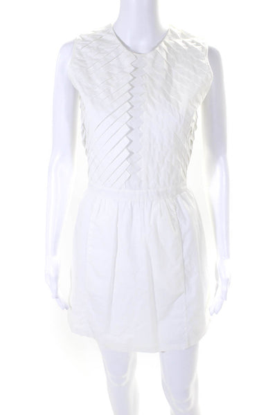 Raoul Womens Cotton Pleated Back Zipped Sleeveless Sheath Dress White Size 4