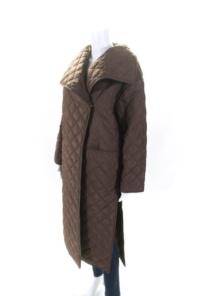 Toteme Women's Collared Long Sleeves Double Breast Quilted Jacket Brown Size XXS