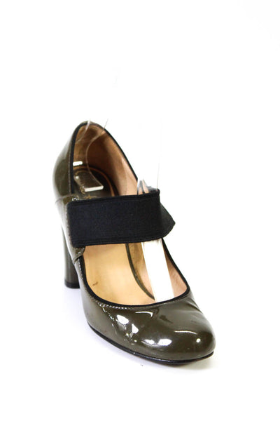 Cole Haan Womens Patent Leather High Heel Mary Jane Pumps Dark Green Size 5US