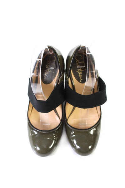 Cole Haan Womens Patent Leather High Heel Mary Jane Pumps Dark Green Size 5US