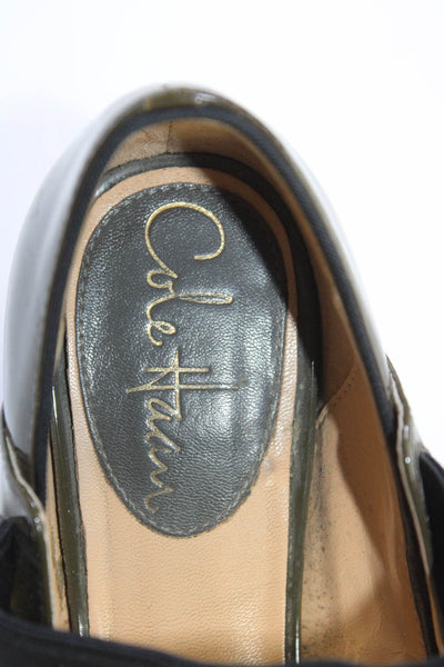 Cole Haan Womens Patent Leather High Heel Mary Jane Pumps Dark Green Size 5US