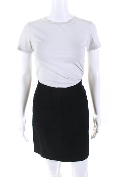 Prada Womens Crepe Tie Back Elastic Waist Mid Rise Pencil Skirt Navy Size 42