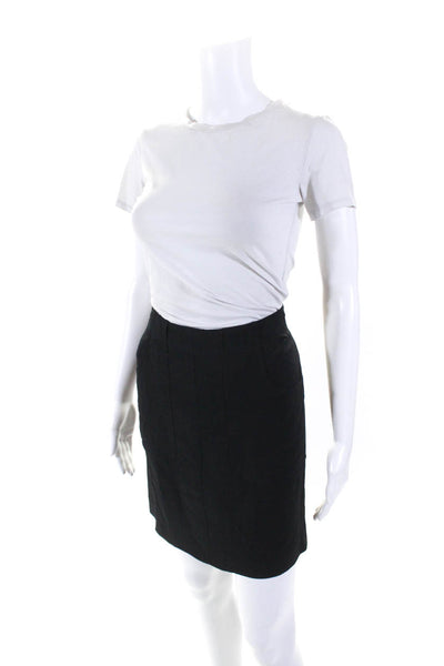 Prada Womens Crepe Tie Back Elastic Waist Mid Rise Pencil Skirt Navy Size 42