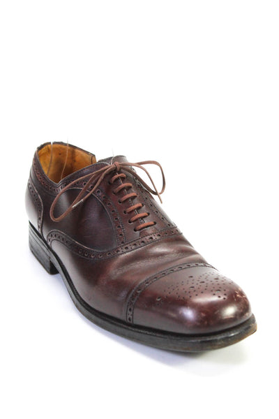 J.M Weston Mens Leather Lace Up Oxford Dress Shoes Brown Size 7 D