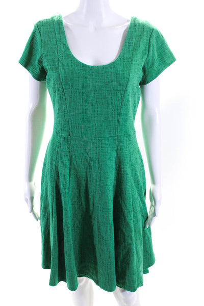 Maeve Anthropologie Womens Cotton Short Sleeve Scoop A Line Dress Green Size M