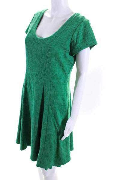 Maeve Anthropologie Womens Cotton Short Sleeve Scoop A Line Dress Green Size M