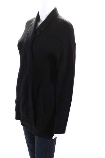 Splendid Womens Cotton Knit Notched Collar Open Cardigan Sweater Black Size M