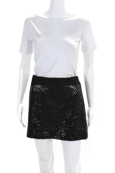 Milly Womens Cotton Shiny Diamond Print Mini Skirt Black Size 8