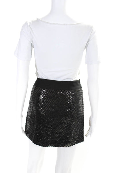 Milly Womens Cotton Shiny Diamond Print Mini Skirt Black Size 8