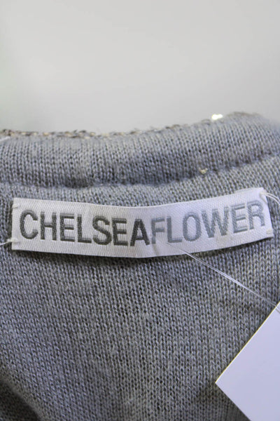 Chelsea Flower Womens 3/4 Sleeve Sequin Hook & Eye Cardigan Gold Size Medium