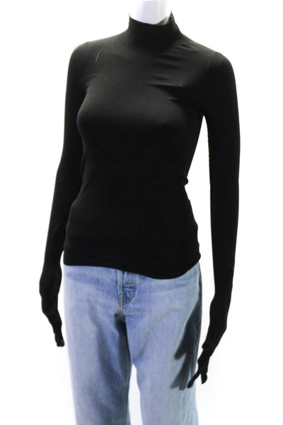 Balenciaga Womens Long Sleeve Turtleneck Gloved Sweater Black Size Extra Small