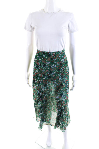 The Fifth Label Womens Chiffon Floral Ruffled  A-Line Maxi Skirt Green Size S