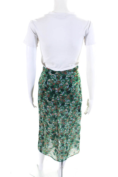 The Fifth Label Womens Chiffon Floral Ruffled  A-Line Maxi Skirt Green Size S