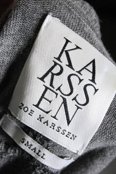 Karssen Zoe Karssen Womens Wool Star Knit Crew Neck Sweater Top Gray Size S