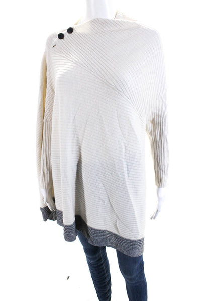 Rag & Bone Womens Merino Wool Mock Neck Asymmetric Hem Knit Top Cream Size XS