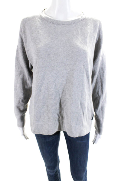 360 Cashmere Womens Long Sleeve Slide Slit Crewneck Knit Top Gray Size S