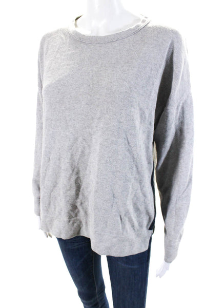 360 Cashmere Womens Long Sleeve Slide Slit Crewneck Knit Top Gray Size S