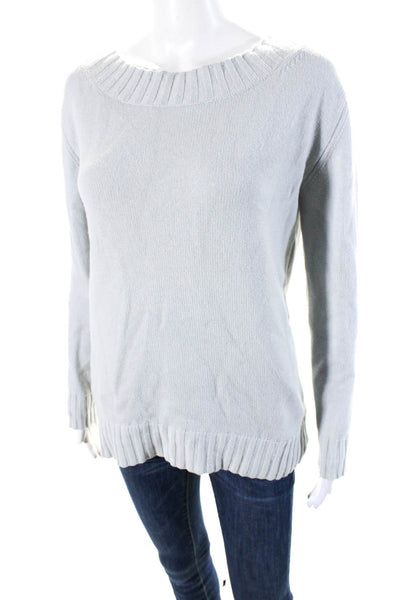 Vince Womens Wool Long Sleeve Ribbed Knit Pullover Sweater Blue Size S
