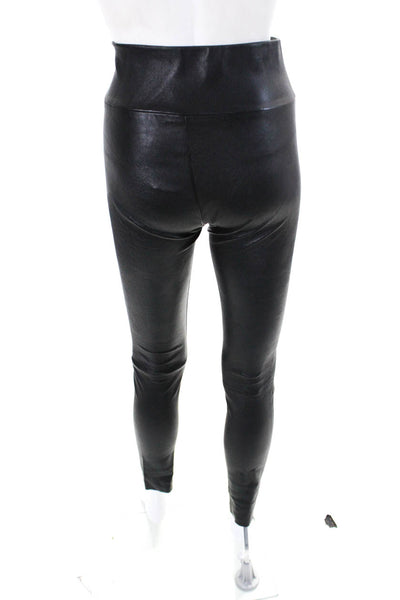 SPRWMN Womens Leather High Waist Elastic Slip-On Leggings Black Size 8