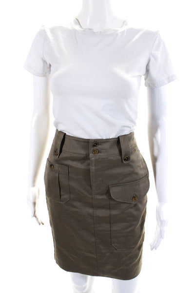 Ralph Lauren Black Label Womens Cotton Cargo Straight Short Skirt Green Size 0