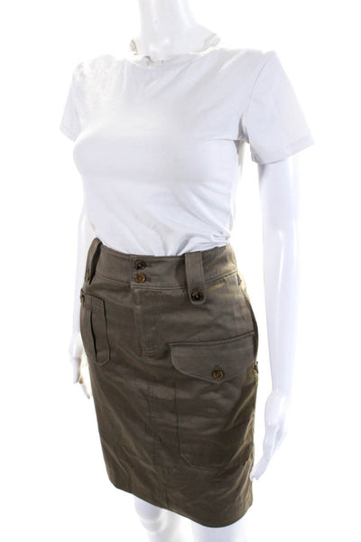 Ralph Lauren Black Label Womens Cotton Cargo Straight Short Skirt Green Size 0