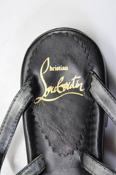 Christian Louboutin Womens Red Bottom Metallic Sandals Silver Size EUR36.5