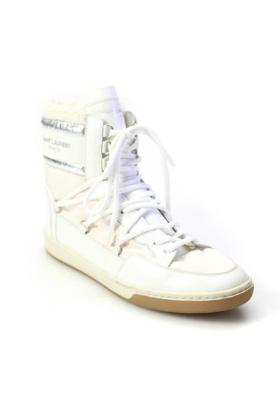 Saint Laurent Womens Lace Up Shearling Lined High Top Ski Sneakers White Size 39