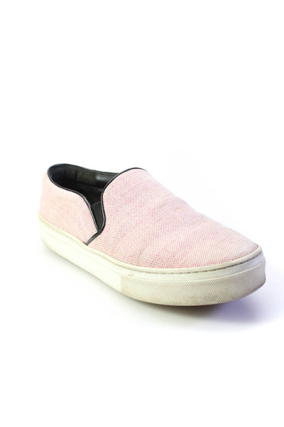 Celine Womens Canvas Mini Check Print Slip On Sneakers Pink White Size 7US 37EU