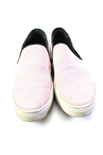 Celine Womens Canvas Mini Check Print Slip On Sneakers Pink White Size 7US 37EU