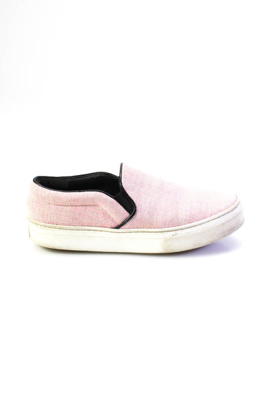 Celine Womens Canvas Mini Check Print Slip On Sneakers Pink White Size 7US 37EU