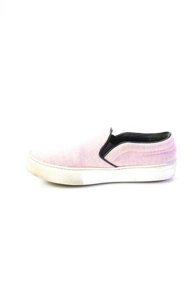 Celine Womens Canvas Mini Check Print Slip On Sneakers Pink White Size 7US 37EU