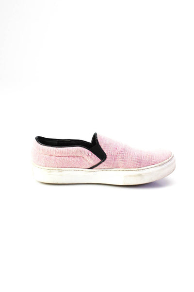 Celine Womens Canvas Mini Check Print Slip On Sneakers Pink White Size 7US 37EU