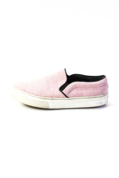 Celine Womens Canvas Mini Check Print Slip On Sneakers Pink White Size 7US 37EU