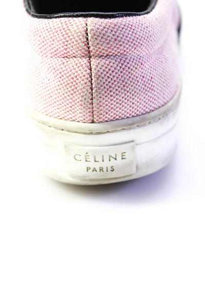 Celine Womens Canvas Mini Check Print Slip On Sneakers Pink White Size 7US 37EU