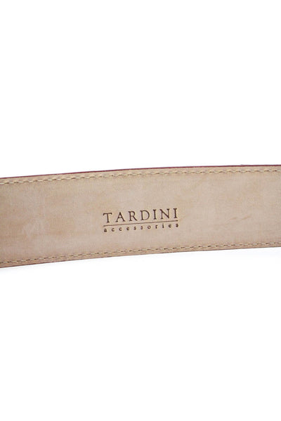 Tardini Womens Alligator Leather Square Buckle Normal Width Belt Fuschia Size M