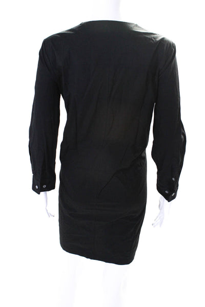 Theory Womens Cotton Poplin Long Sleeve V-Neck Jullitah Tunic Dress Black Size 6