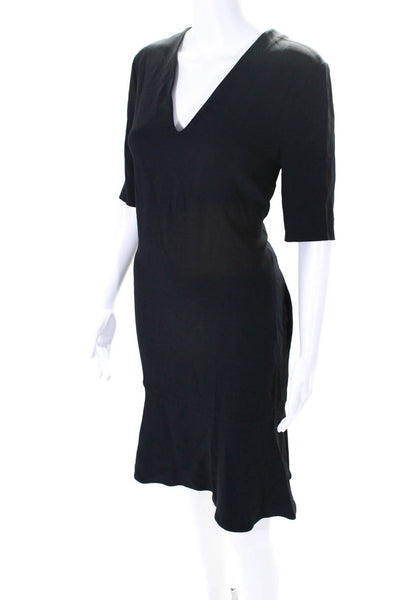 Stella McCartney Womens Short Sleeve V-Neck Drop Waist Dress Navy Blue Size 42