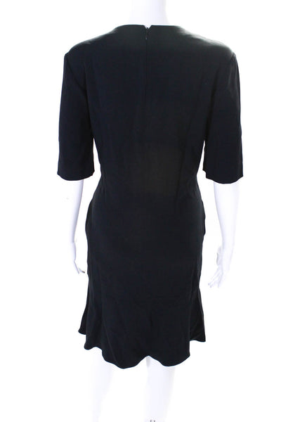 Stella McCartney Womens Short Sleeve V-Neck Drop Waist Dress Navy Blue Size 42