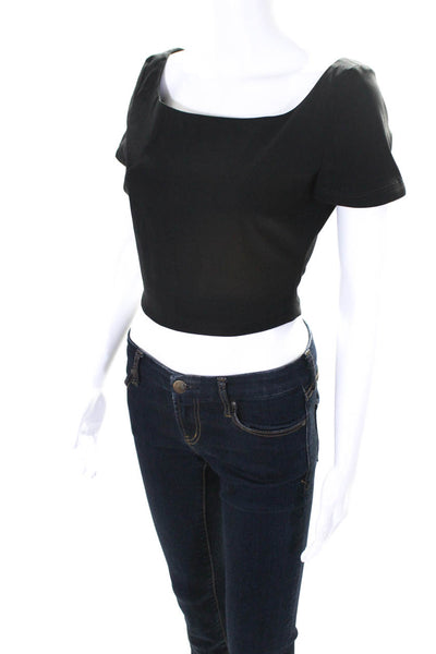 Preen By Thornton Bregazzi Womens Cotton Square Neck Cropped Top Black Size M