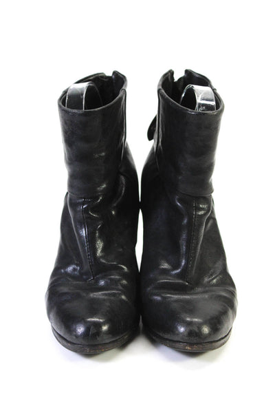 Rag & Bone Womens Leather Round Toe Zip Up Ankle Boots Black Size 37 7