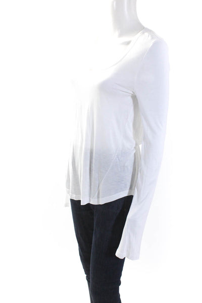 A.L.C. Womens Solid White Scoop Neck Long Sleeve Basic Tee Top Size S