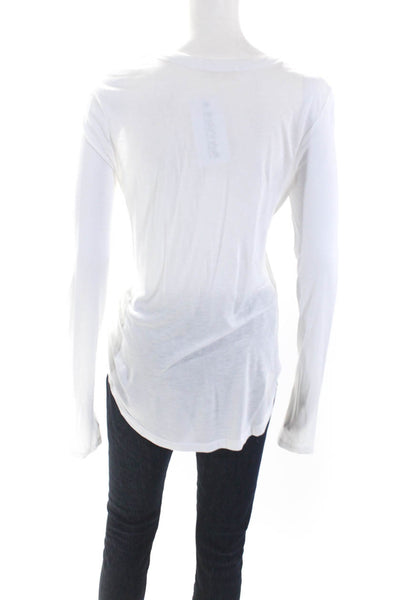 A.L.C. Womens Solid White Scoop Neck Long Sleeve Basic Tee Top Size S