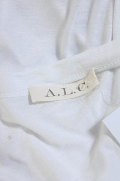 A.L.C. Womens Solid White Scoop Neck Long Sleeve Basic Tee Top Size S