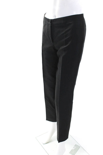 Michael Kors Womens Silk Button Closure Mid-Rise Tapered Pants Black Size 6